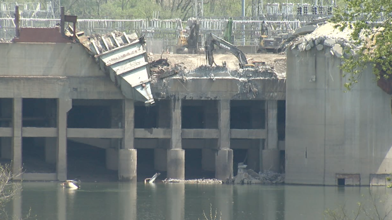 Debris at the former Beckjord coal plant site on April 20, 2021.
