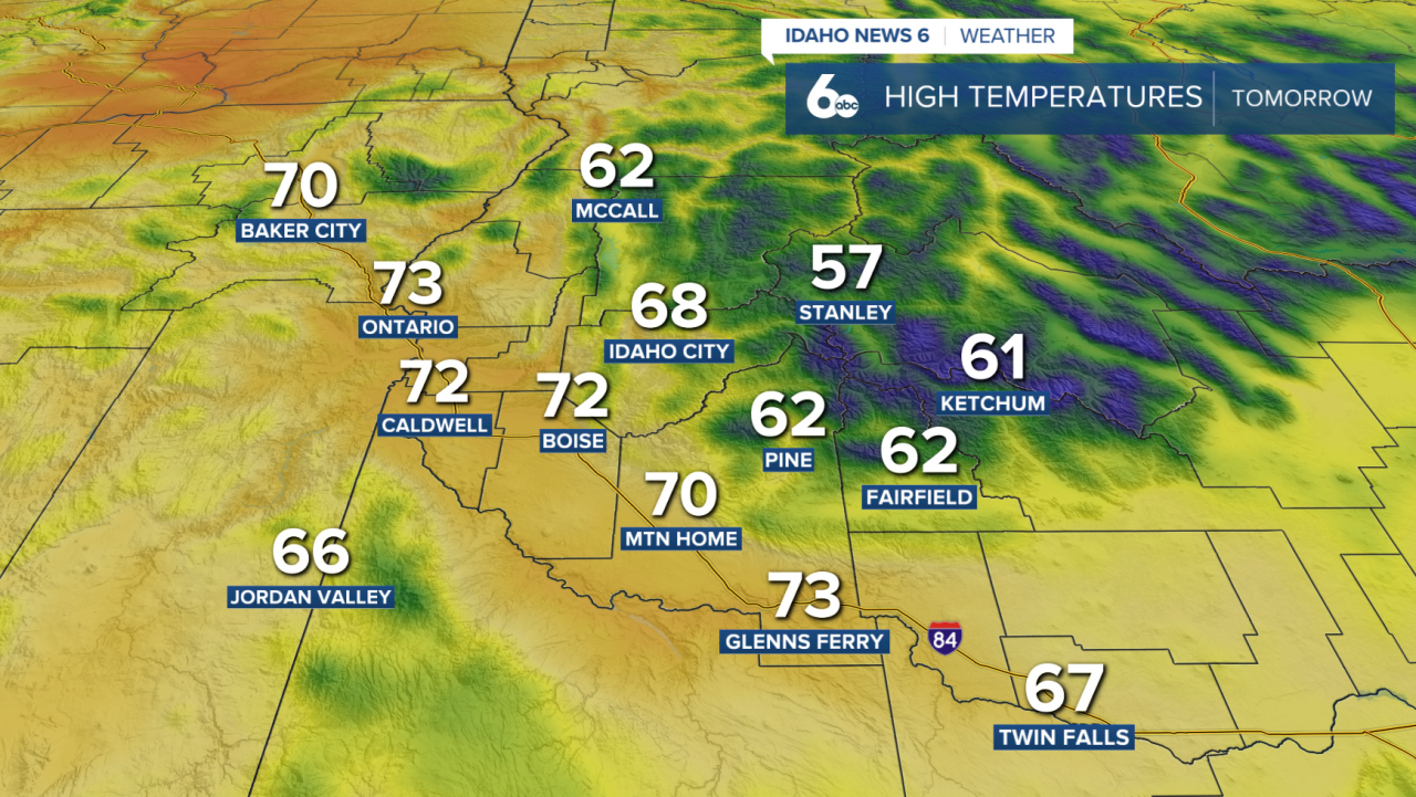 High temperatures tomorrow