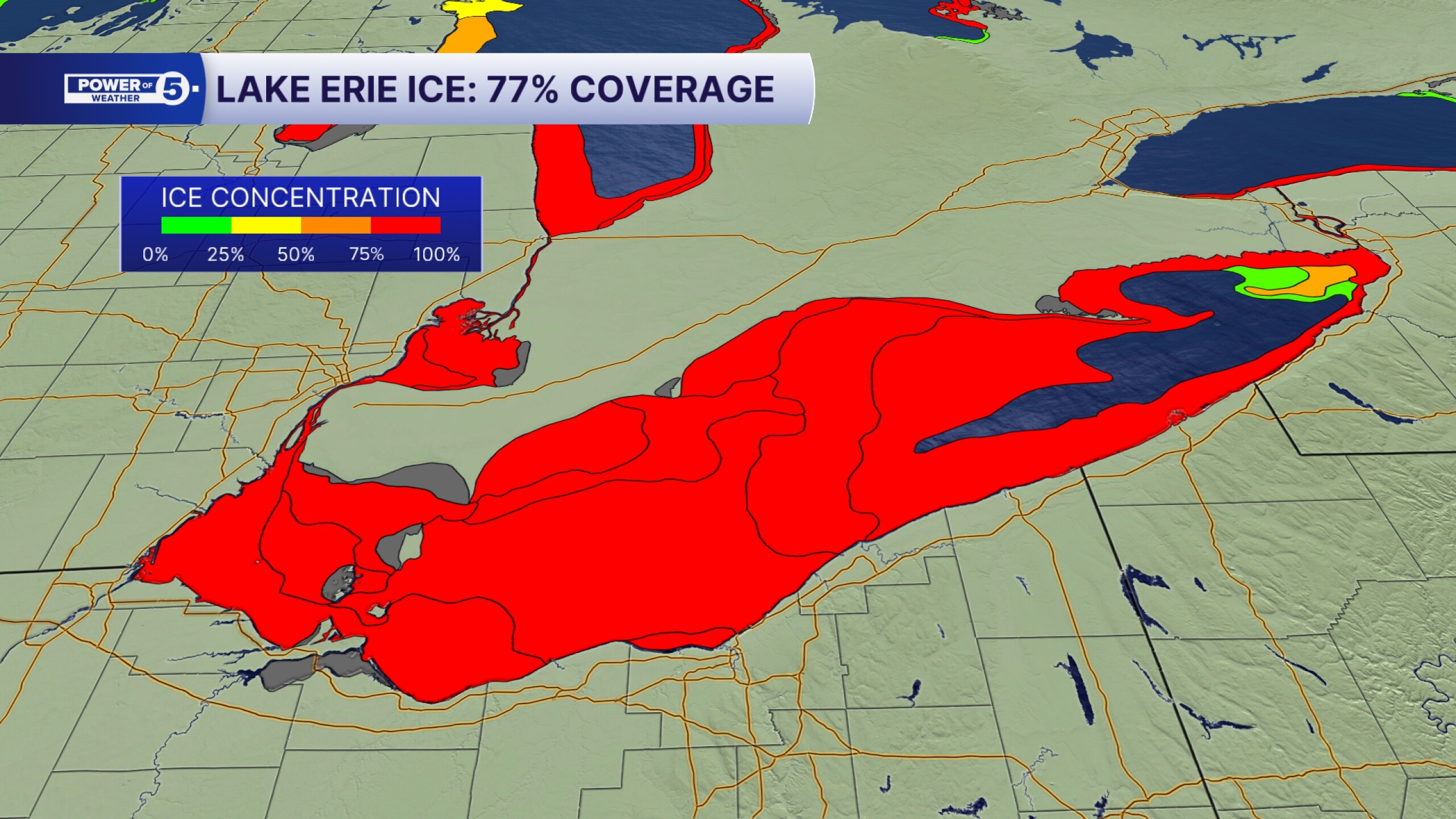 Rapid ice growth on Lake Erie means a rapid drop in lake effect snow