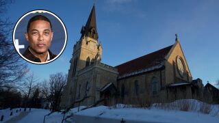 A combination photo of journalist Don Lemon and a Twin Cities church where a protest occurred. 