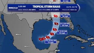 Tropical Storm Isaias 5am Oct. 7