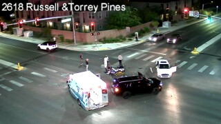 Northbound Torrey Pines Dr., Russell Rd. blocked following crash