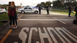 Officers outside Marjory Stoneman Douglas High School