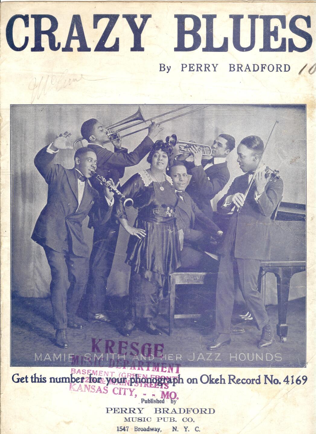 Mamie Smith, Crazy Blues, sheet music by Perry Bradford - cover.jpg