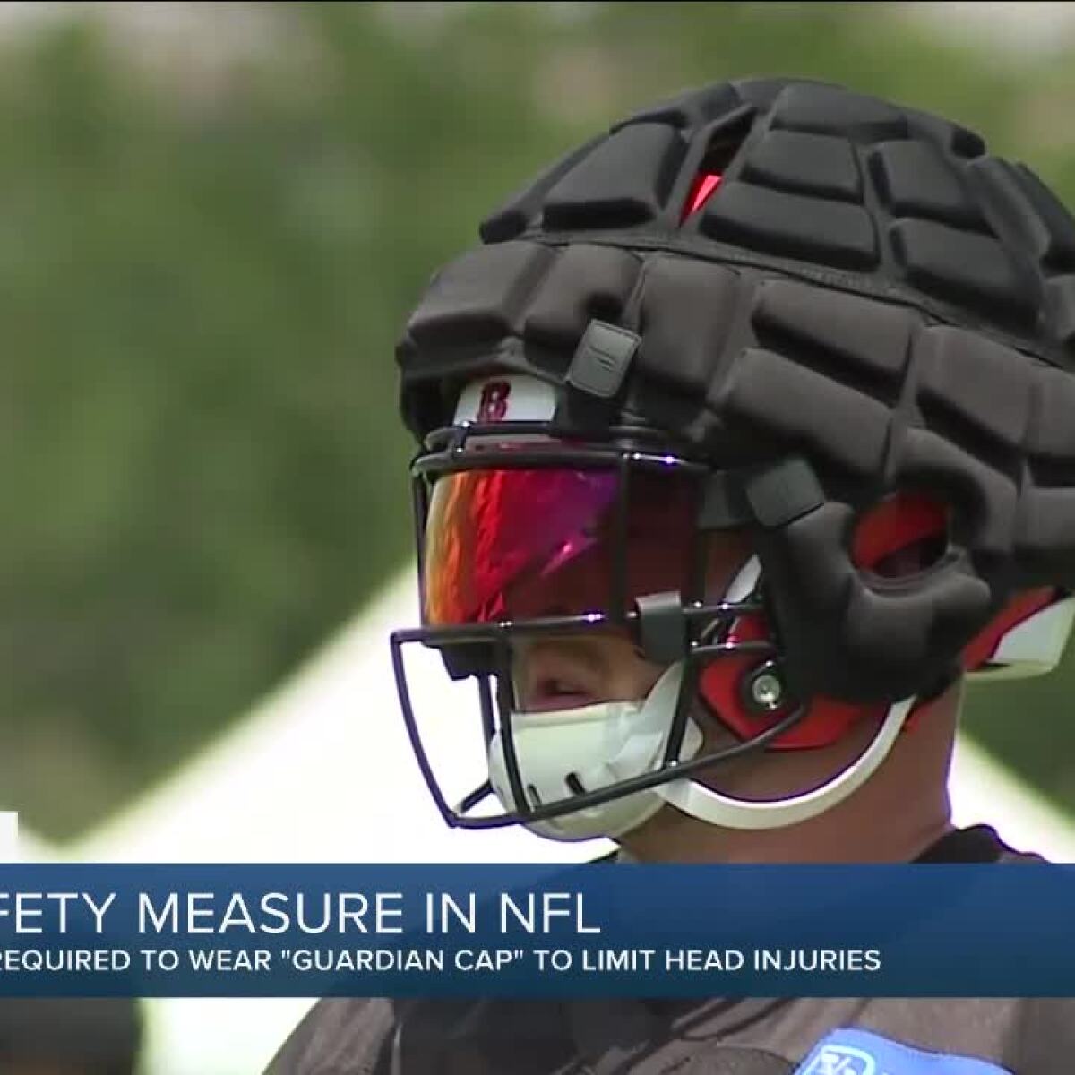 device on outaide of football helmets Guardian Cap Helmet Cover Caps One Size Camo high school and NFL athletes. What are Guardian Caps? Explaining