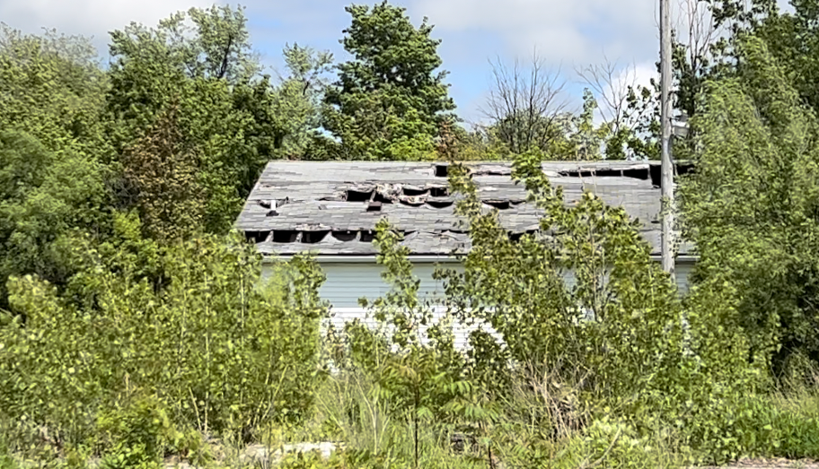 Hole in roof of structure