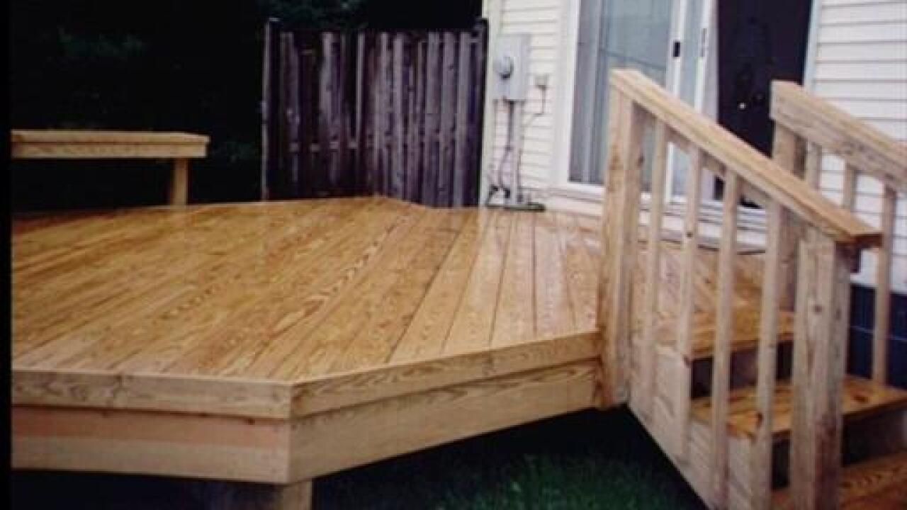 Deck behind a house