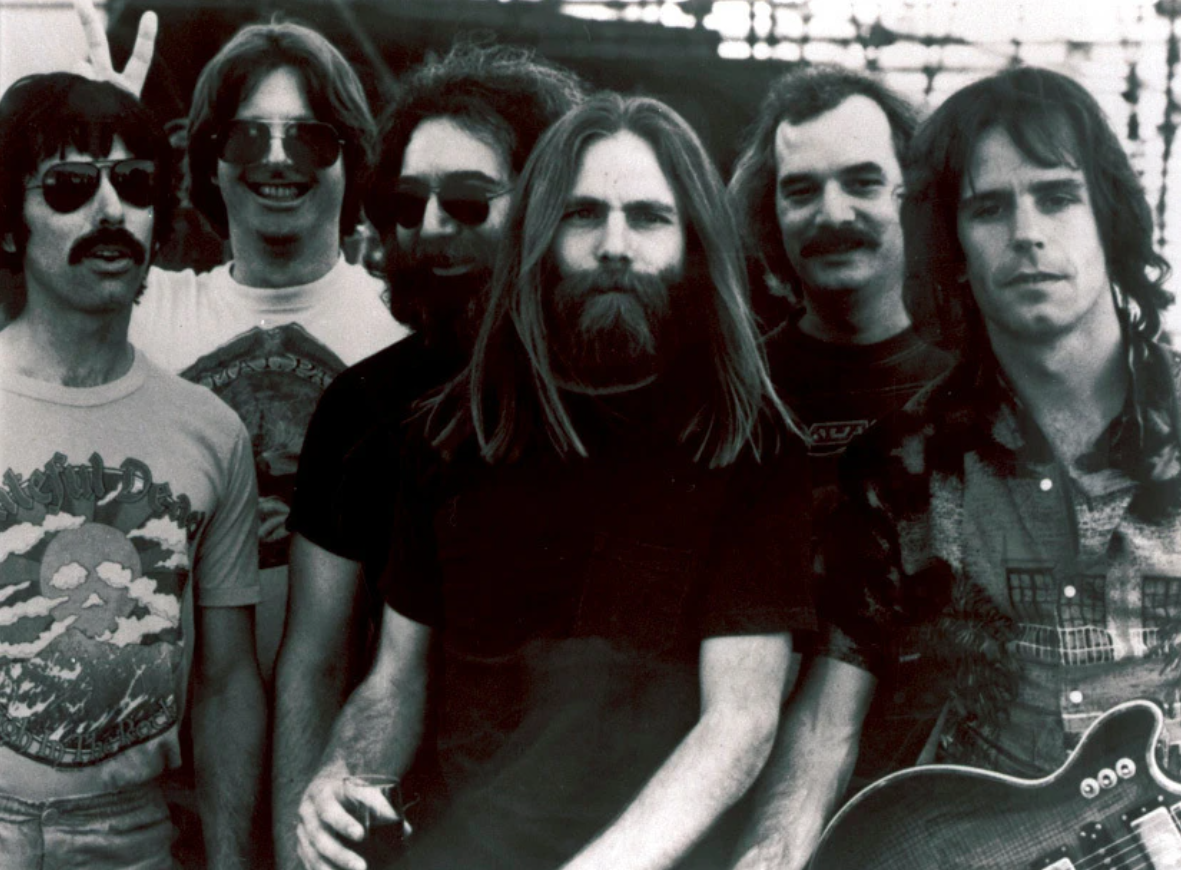 This undated photo shows members of the Grateful Dead band, from left to right, Mickey Hart, Phil Lesh, Jerry Garcia, Brent Mydland, Bill Kreutzmann and Bob Weir.