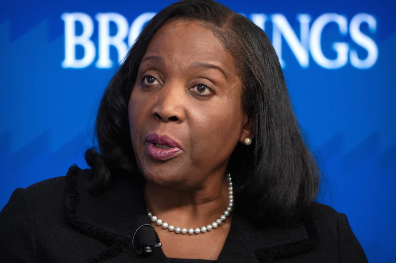 Lisa Cook, a Federal Reserve Board of Governors member, speaks during an event at the Brookings Institution, Monday, Nov. 3, 2025, in Washington.