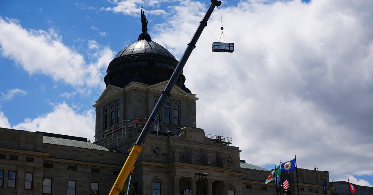 The Montana Capitol roof and dome are undergoing major restoration