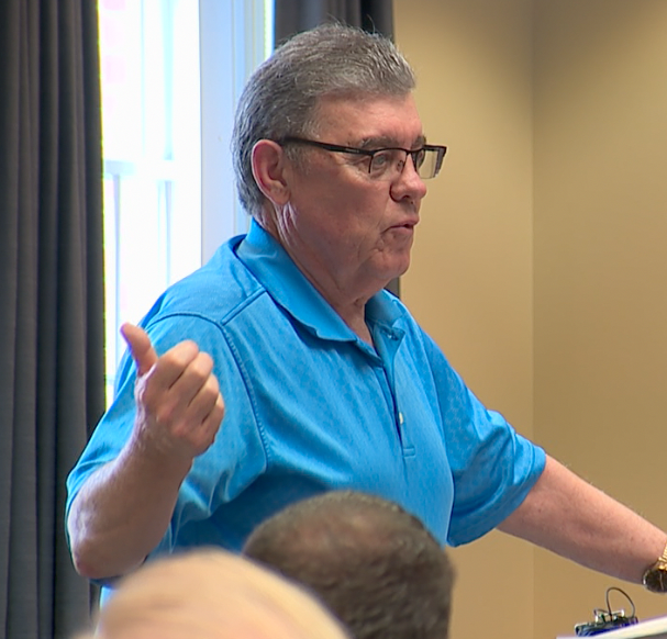 Washington Township Trustee Dennis Cooper urged Clermont County Commissioners to pass a ban on large solar and wind farms on June 21, 2023.