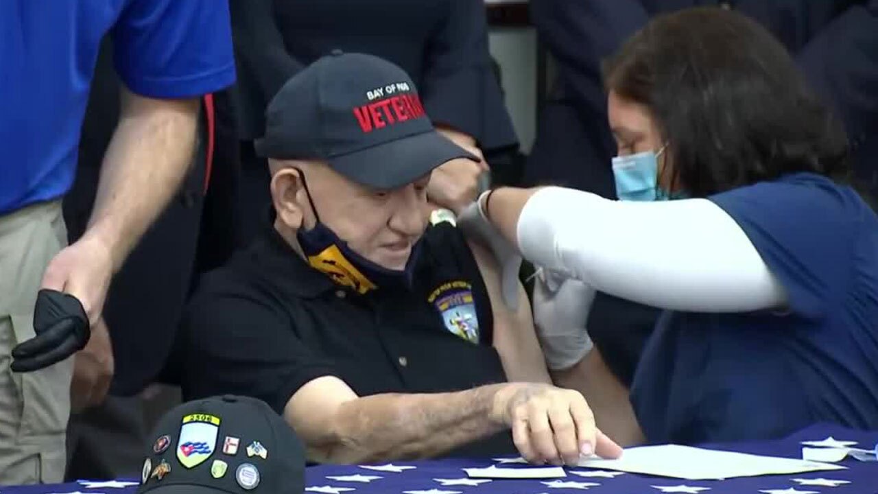 Bay of Pigs veteran receives COVID-19 vaccine in Miami on Feb. 8, 2021