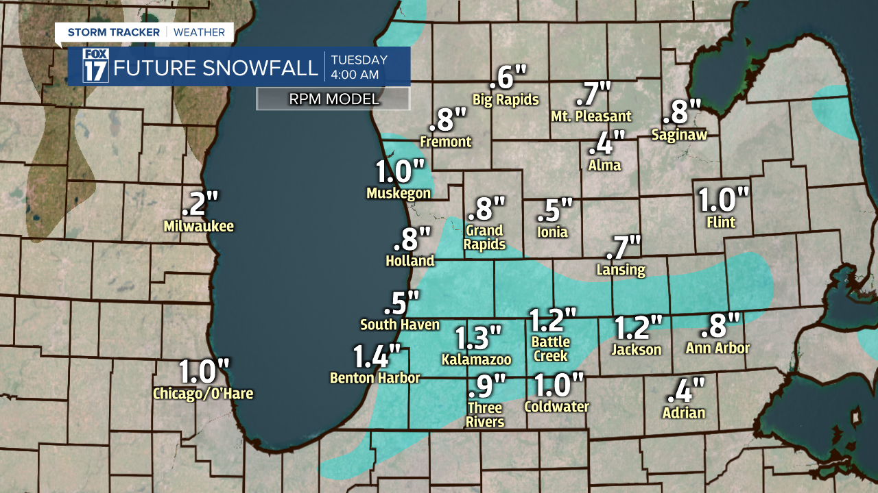 Snowfall Sunday and Monday