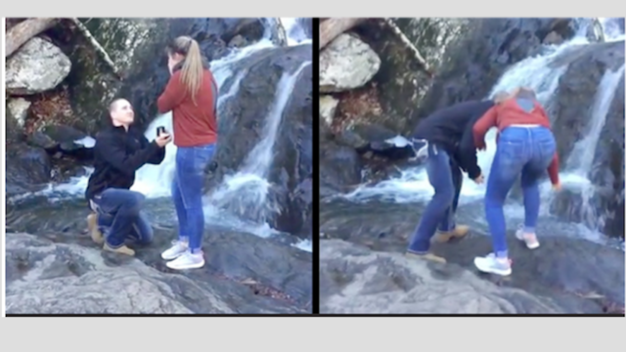 Waterfall gobbles up slippery wedding ring