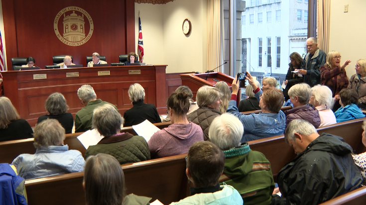 Protestors at the Butler County Board of County Commissioners meeting