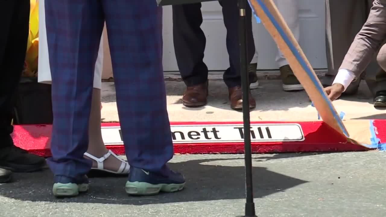 Emmett Till's name unveiled in parking lot at New Macedonia Missionary Baptist Church