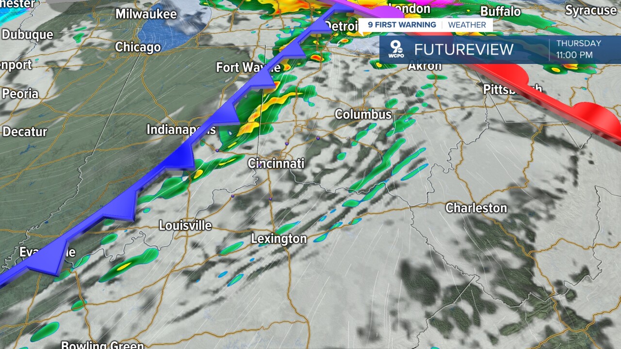 Storms arrive late day Thursday