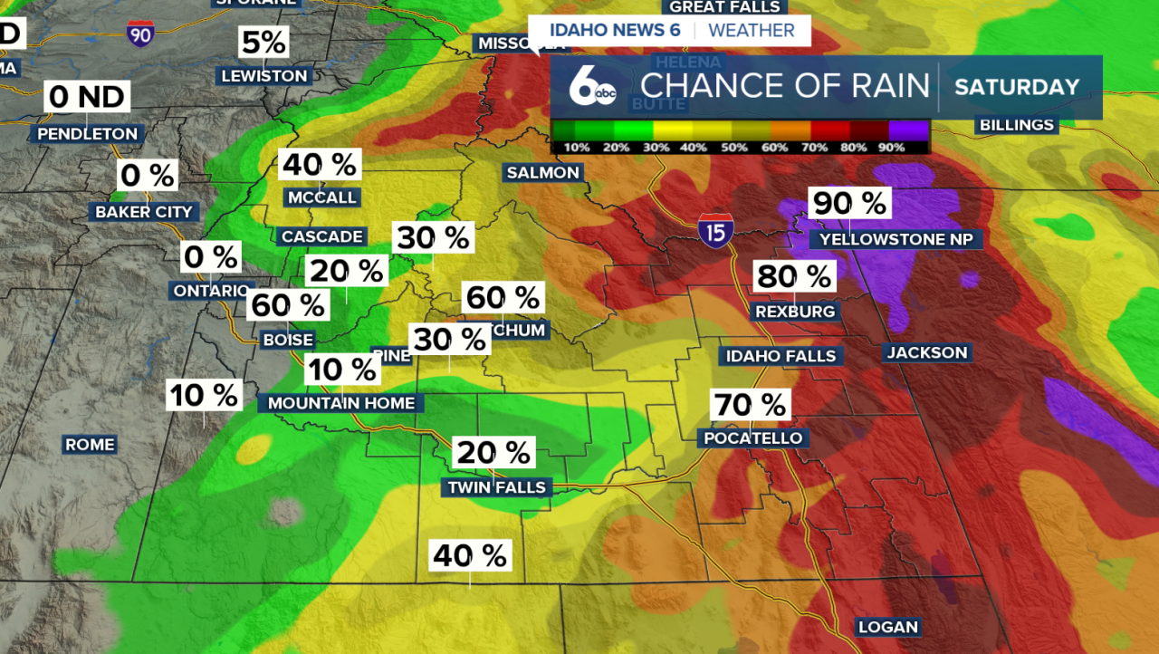 Chance of rain Saturday