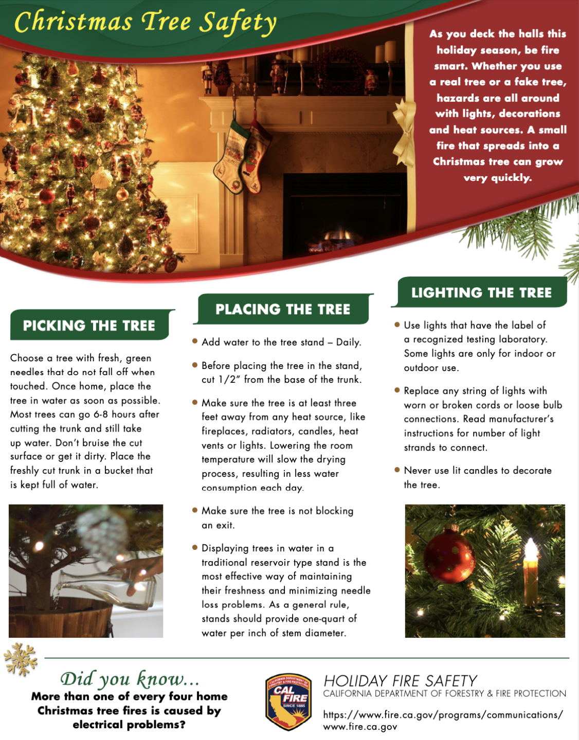 CalFire Christmas tree safety flyer