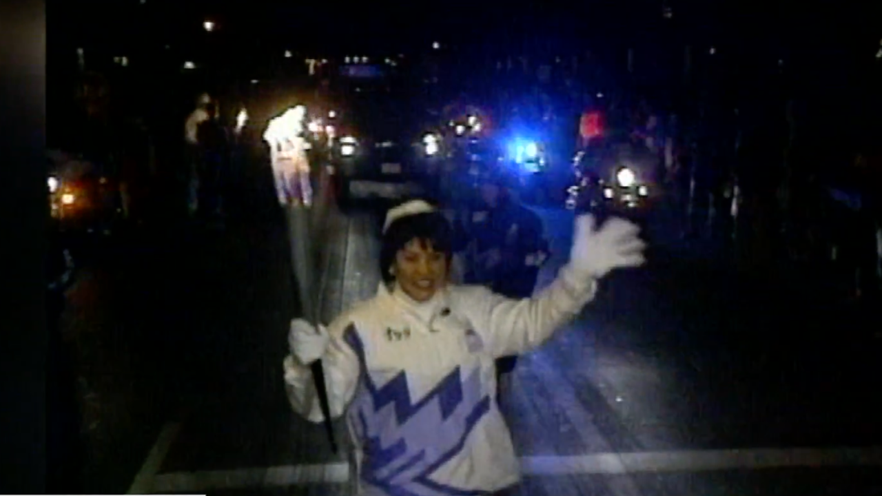 Carole Meekins at the Olympics in Salt Lake City
