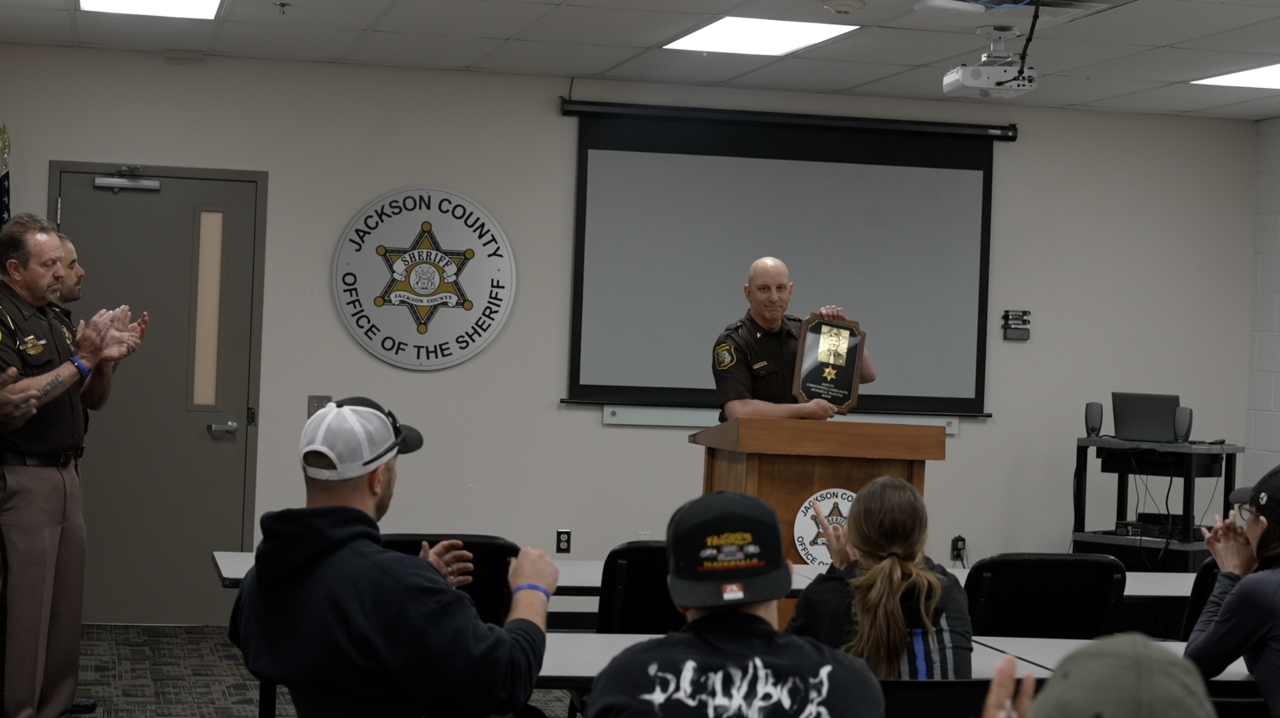 Schuette dedicates the training room to Deputy Christopher Davis