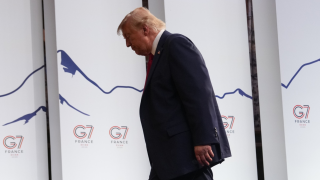 U.S. President Donald Trump departs after a news conference at the G7 summit, Wednesday, June 17, 2026, in Evian-les-Bains, France. 