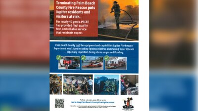 This flyer was passed out to a Jupiter resident by a Palm Beach County firefighter, according to the Town of Jupiter. 