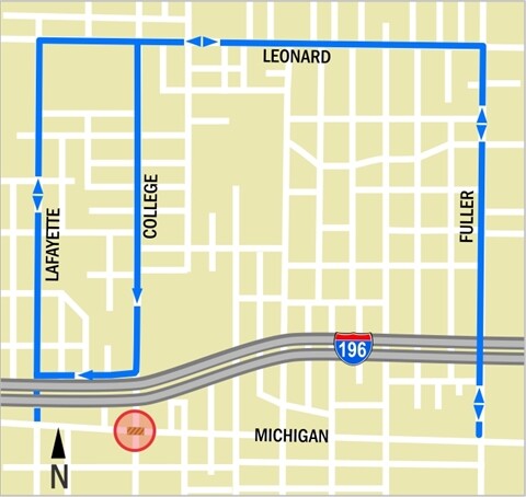 Map Michigan and College Ave closing and detours