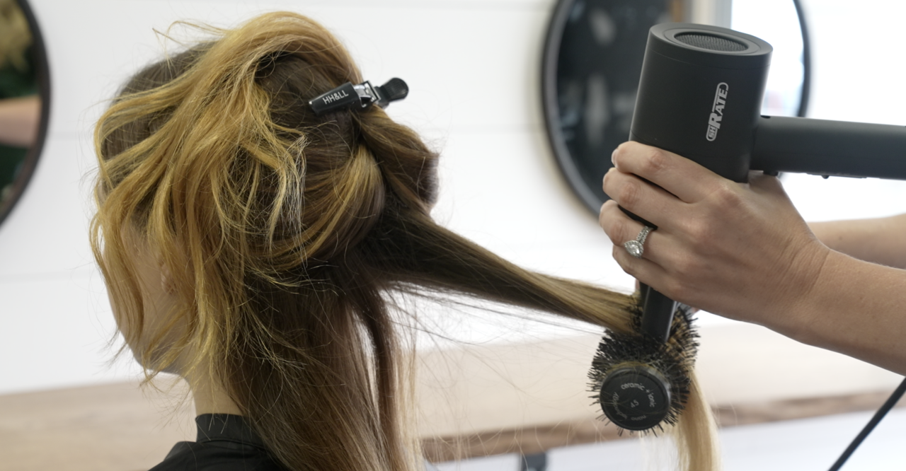 Blow drying hair