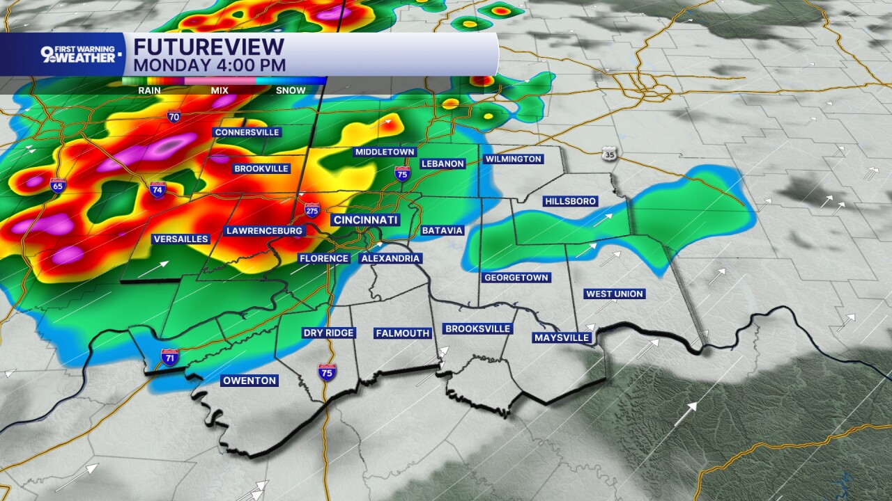 Monday afternoon storm chances