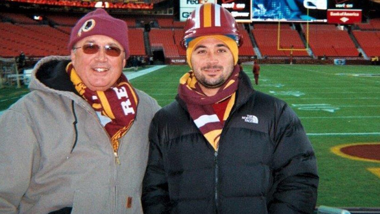 U.S. Navy Petty Officer Jonathan Clement (right) with his father Chris (left)