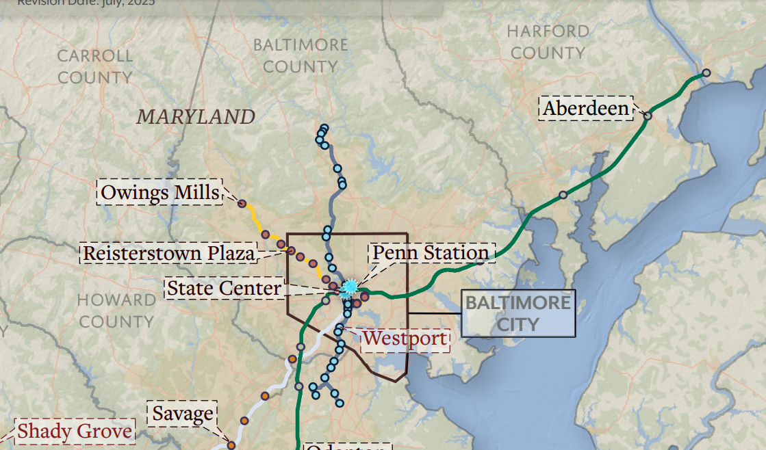 Transit-Oriented Development Designated Sites in Maryland