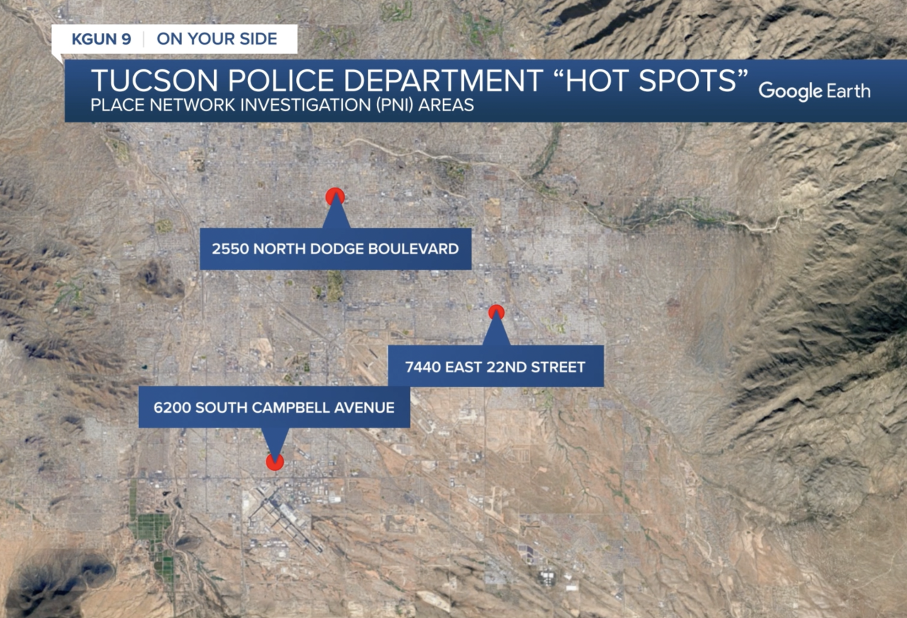 TPD"s three hot spots being targeted for Place Network Investigations.