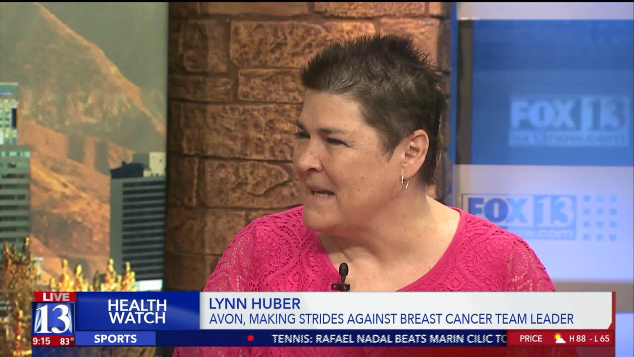 Making Strides Against Breast Cancer team leader Lynn Huber speaks on upcoming walk