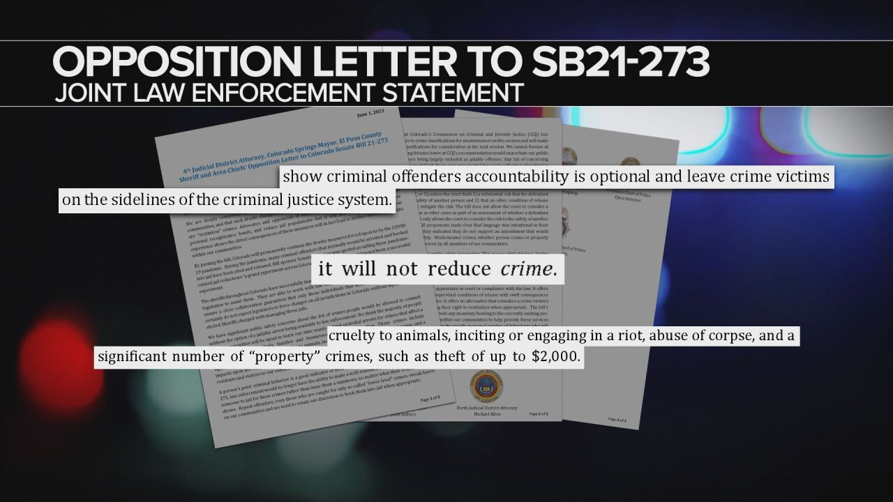 SB21-273 Opposition Letter from several El Paso County law enforcement agencies