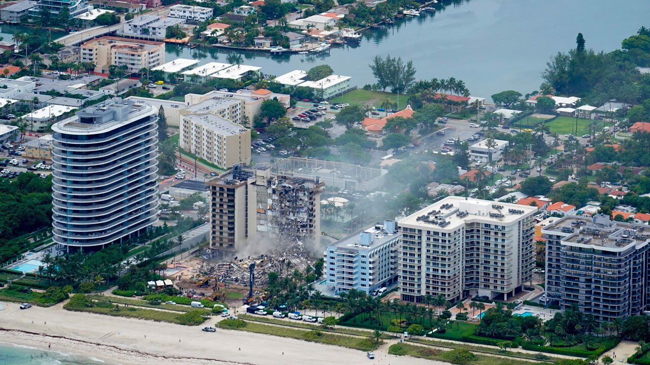 Surfside building collapse aerial view, June 25, 2021