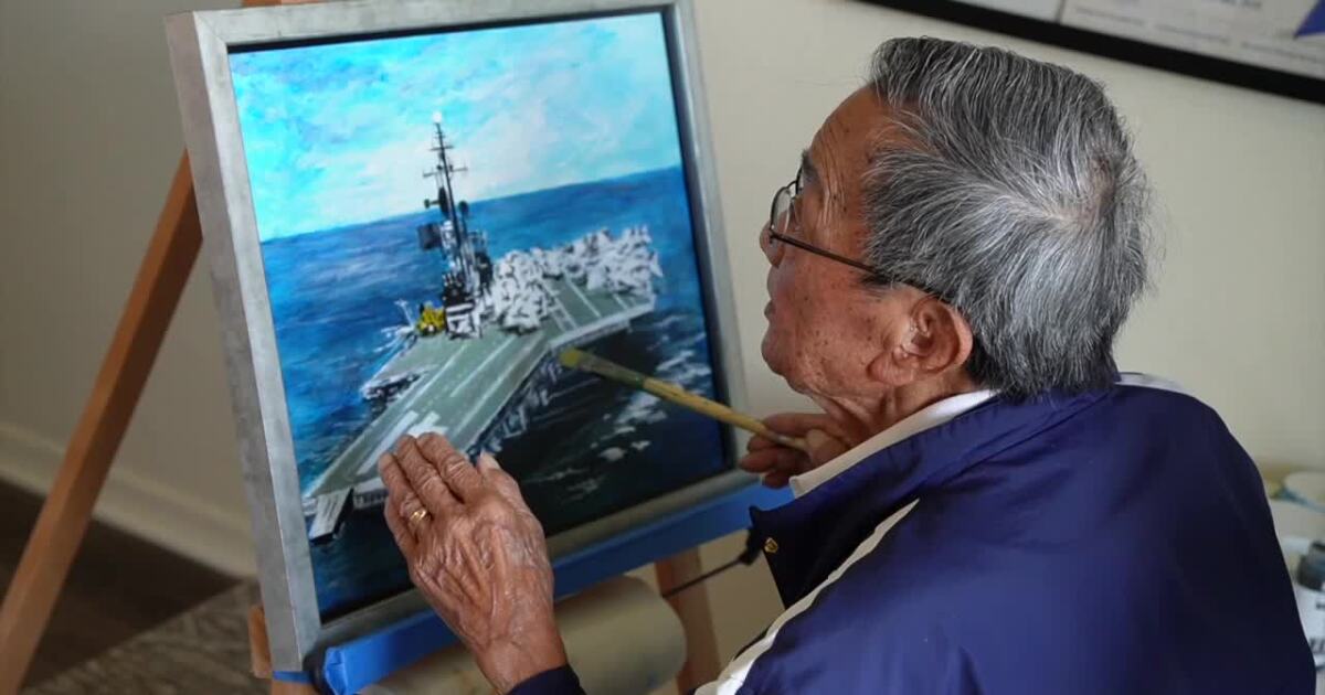 102-year-old Navy veteran draws from lessons of three wars to create art