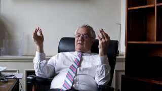 This photo taken Dec. 12, 2012 shows Rep. Barney Frank, D-Mass., the nation's most prominent gay politicians, speaks about his impending retirement during an interview with The Associated Press on Capitol Hill in Washington. 