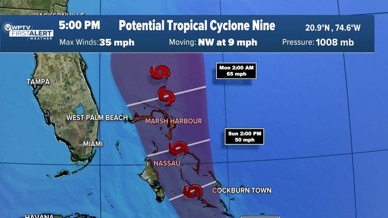 Potential Tropical Cyclone 9 as of 5 p.m. Sept. 26, 2025