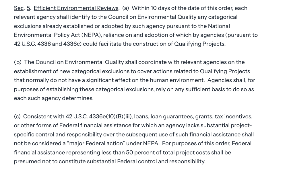 Trump executive order data center environmental reviews