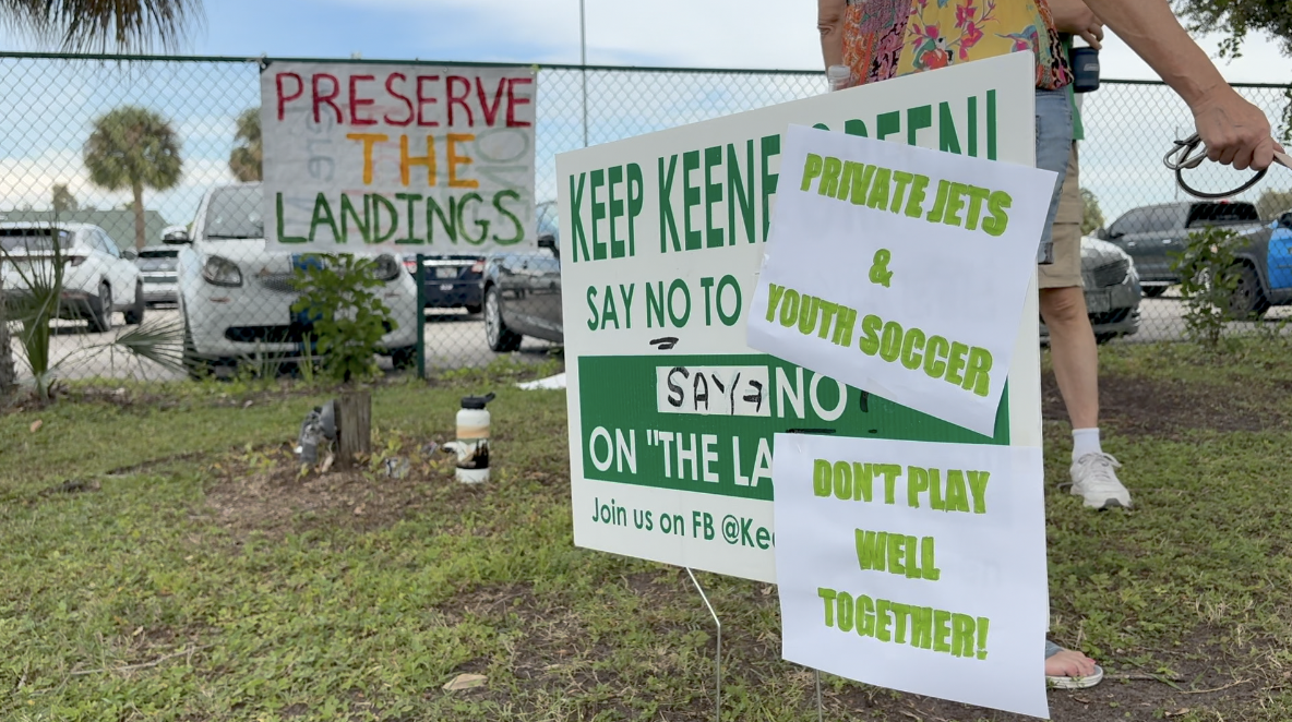 Signs displayed around the site