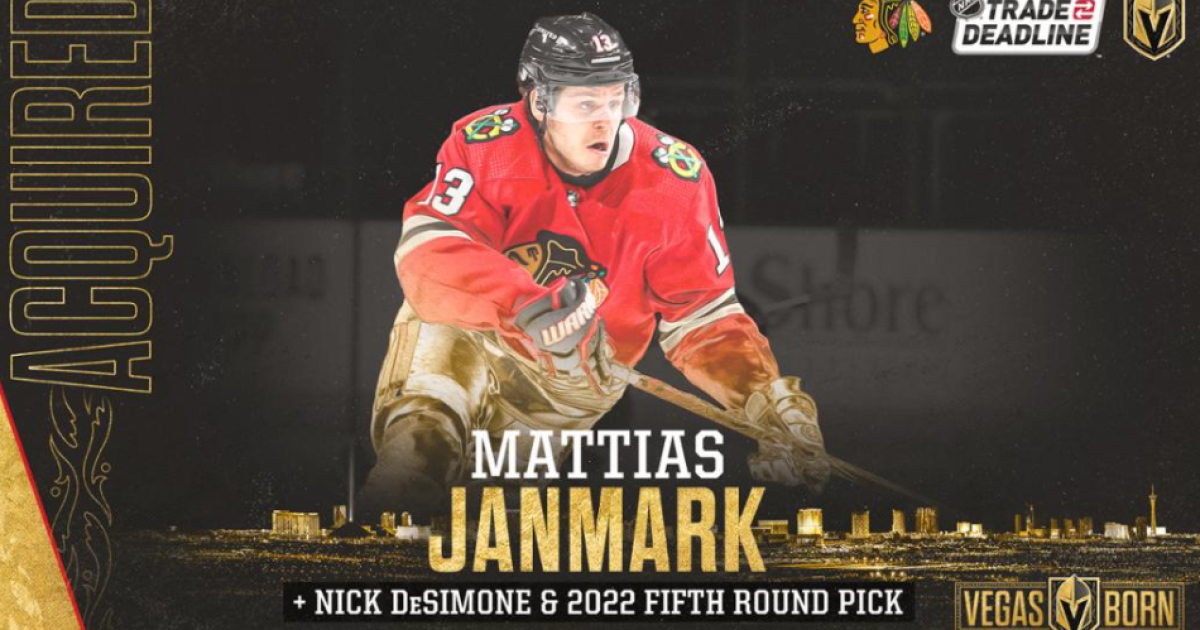 Vegas Golden Knights acquire Mattias Janmark from Blackhawks