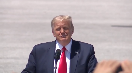 President Donald Trump arrives in Cleveland on Aug. 6, 2020.