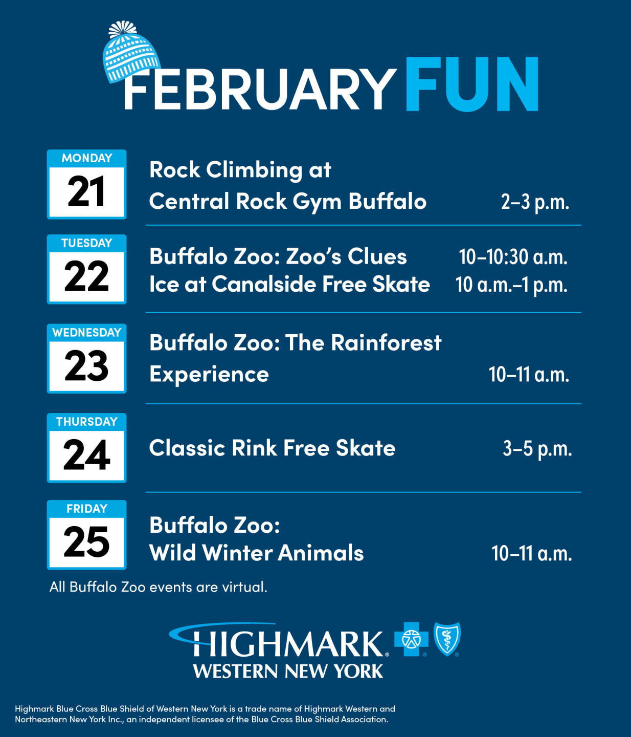 Highmark BCBSWNY February Fun Calendar