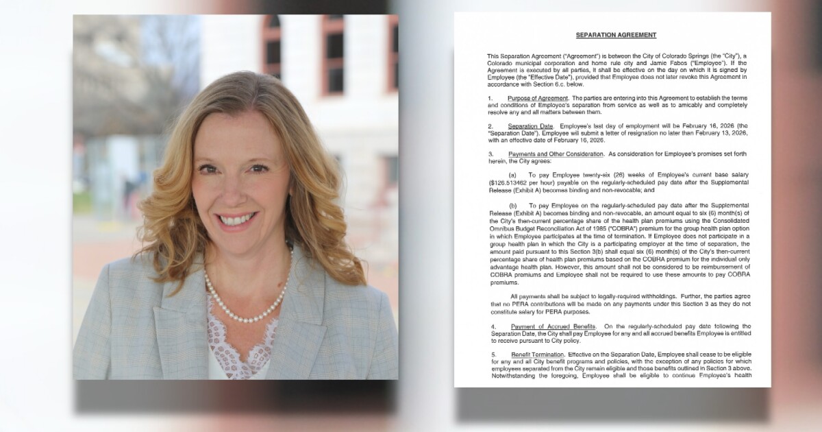 Colorado Springs paid chief of staff $137,530 severance amid city budget issues