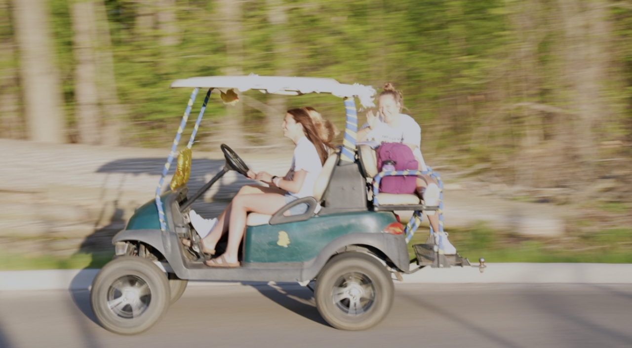 DeWitt seniors ride to school in anything but a car for last day 