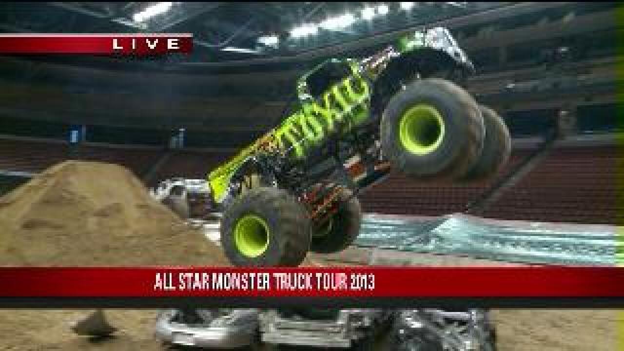 Big Budah reconsiders his seat choice during monster truck demo
