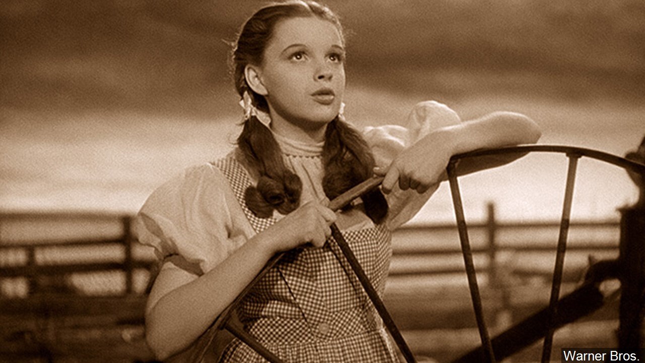 Judy Garland singing Over the Rainbow in The Wizard of Oz
