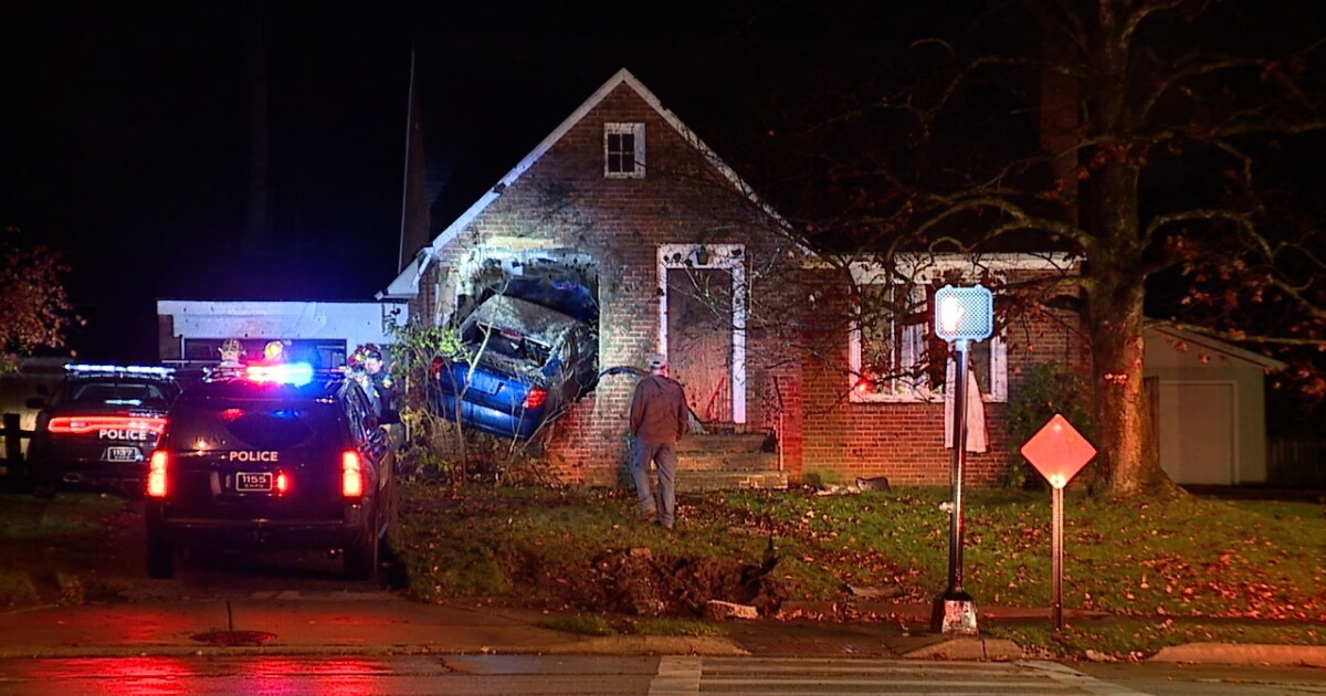 Car crashes into a home after police chase in Ohio