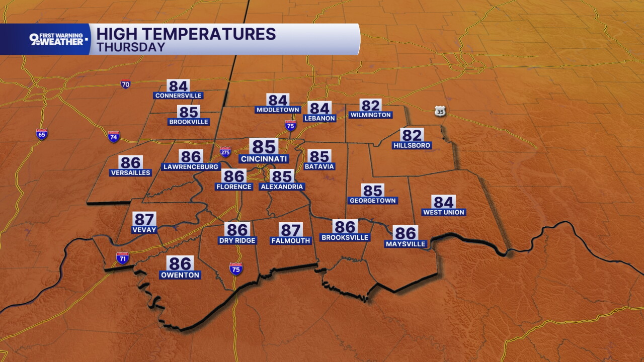 Thursday high temperatures